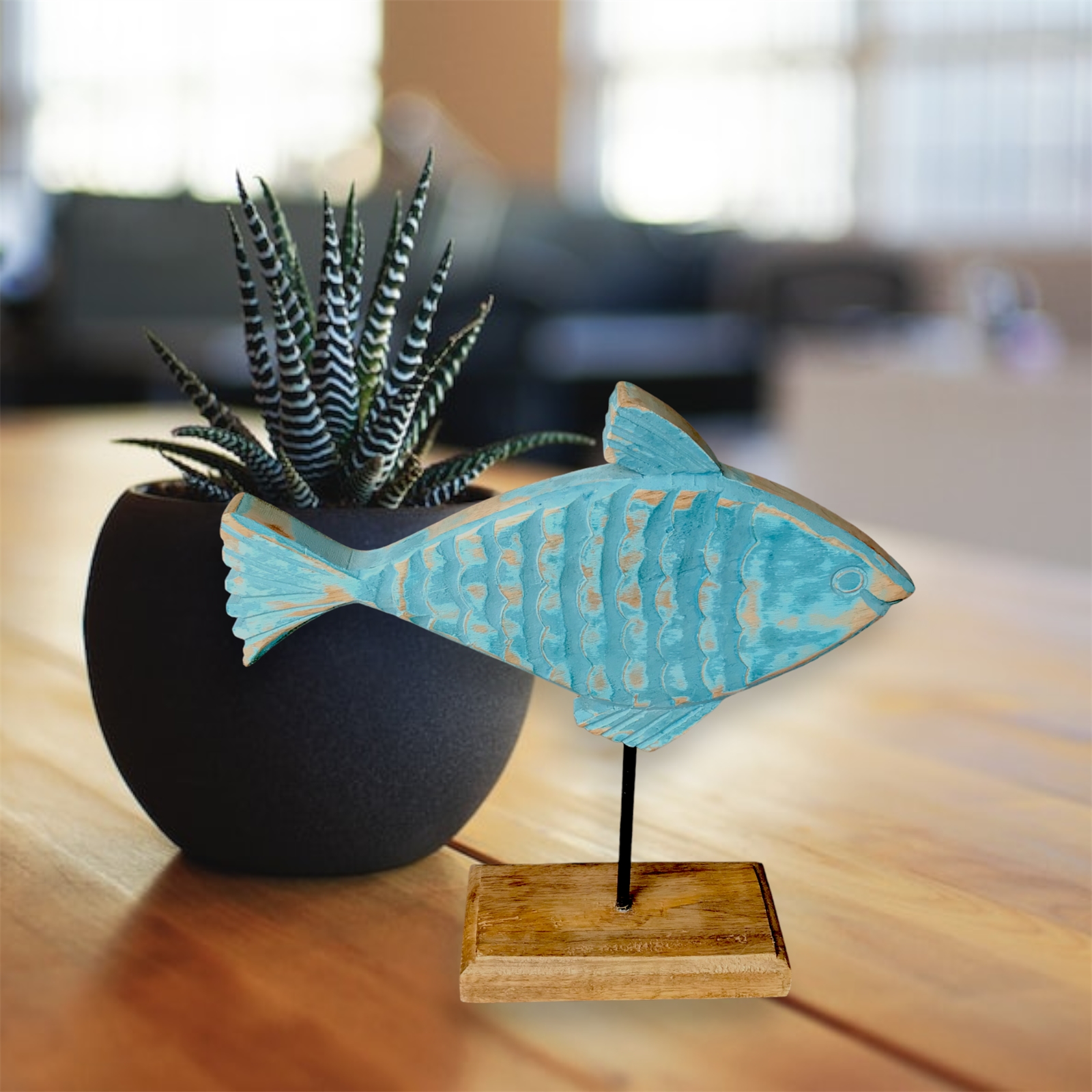 Sammy Sturgeon Fish on Stand-Turquiose Wash